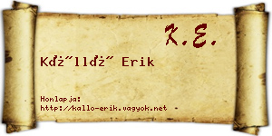 Kálló Erik névjegykártya